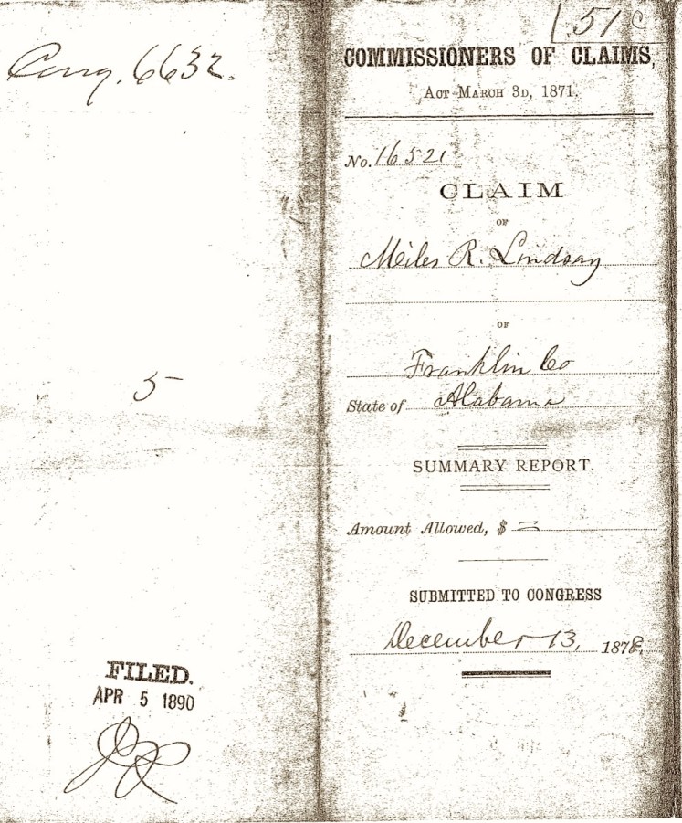 Lindsey, Miles R., QO1-386469433 Congressional Jurisdiction Case File 6632 Miles R. Lindsey