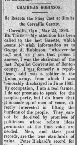 Robinson, George A., Corvallis Times, 24 May 1896, p. 3, col. 2