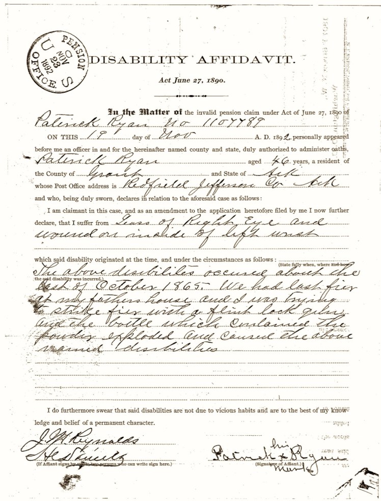 Ryan, Patrick Union Pension File (3)