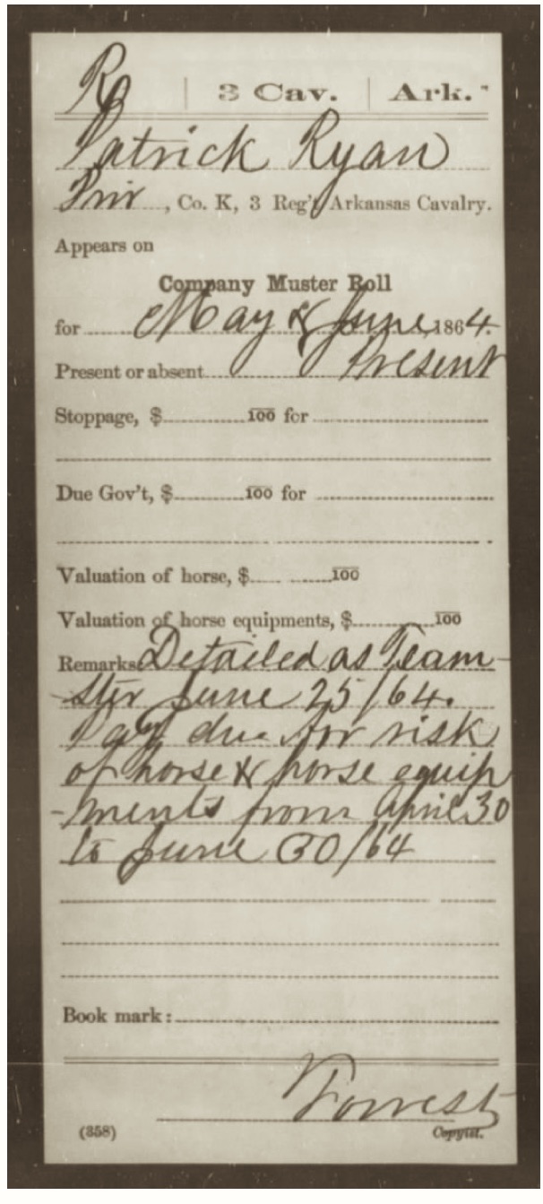 Ryan, Patrick Union Service Record (1)