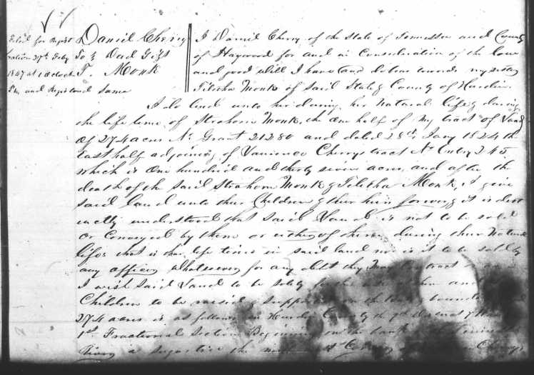 Cherry, Daniel, 25 Sept 1837, Hardin TN DB H, 13