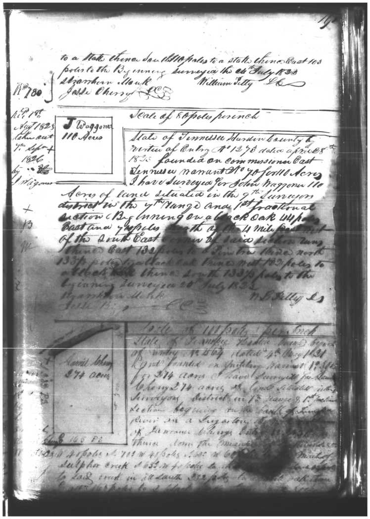 Williams, Samuel, Land Survey, 24 July 1823, Hardin Co Land Survey Bk. Feb 1820-June 1835 p191