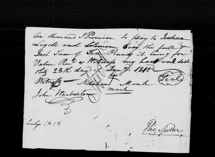 Monk, Nottingham 28 Jan 1818 to Corey and Leggett