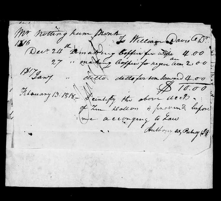 Monk, Nottingham for Coffin for Wife and Son