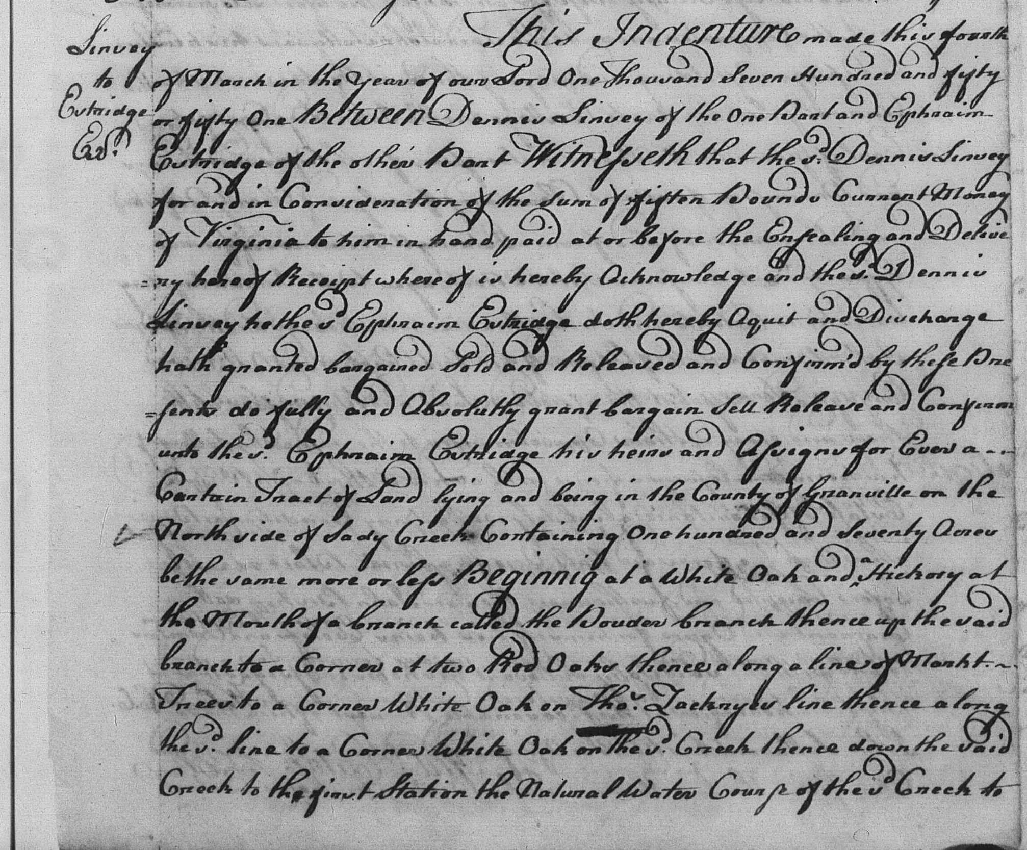 Lindsey to Estridge Granville 1751 A 341