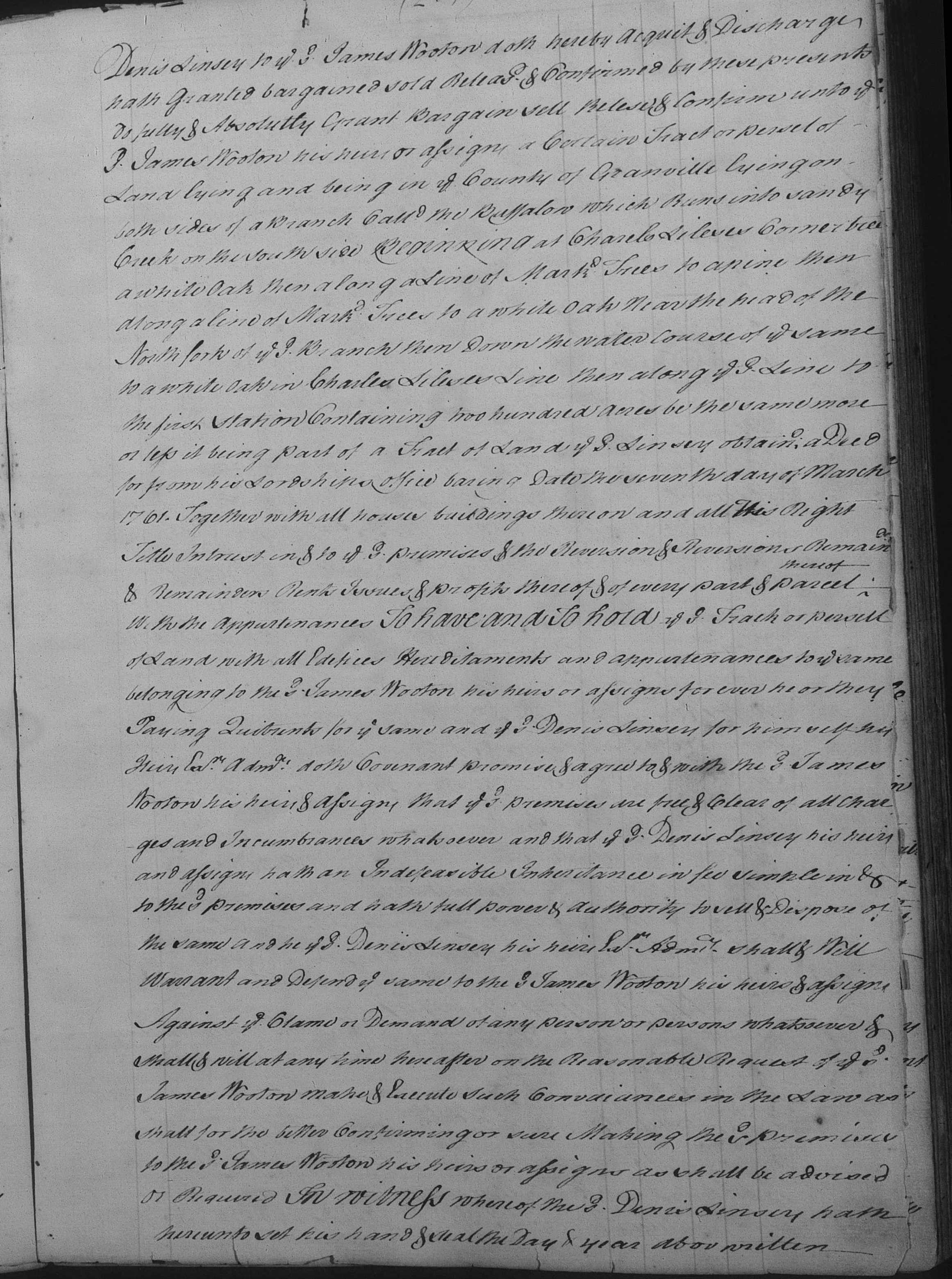 Lindsey to Wooton Granville 1762 F 259