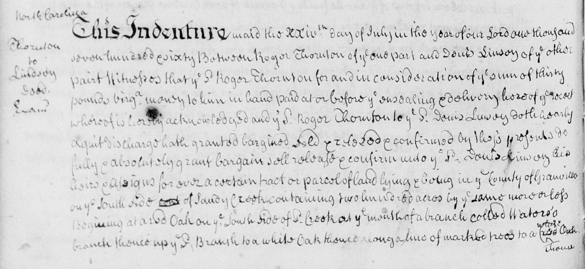 Thornton to Lindsey Granville 1760 DB C 694