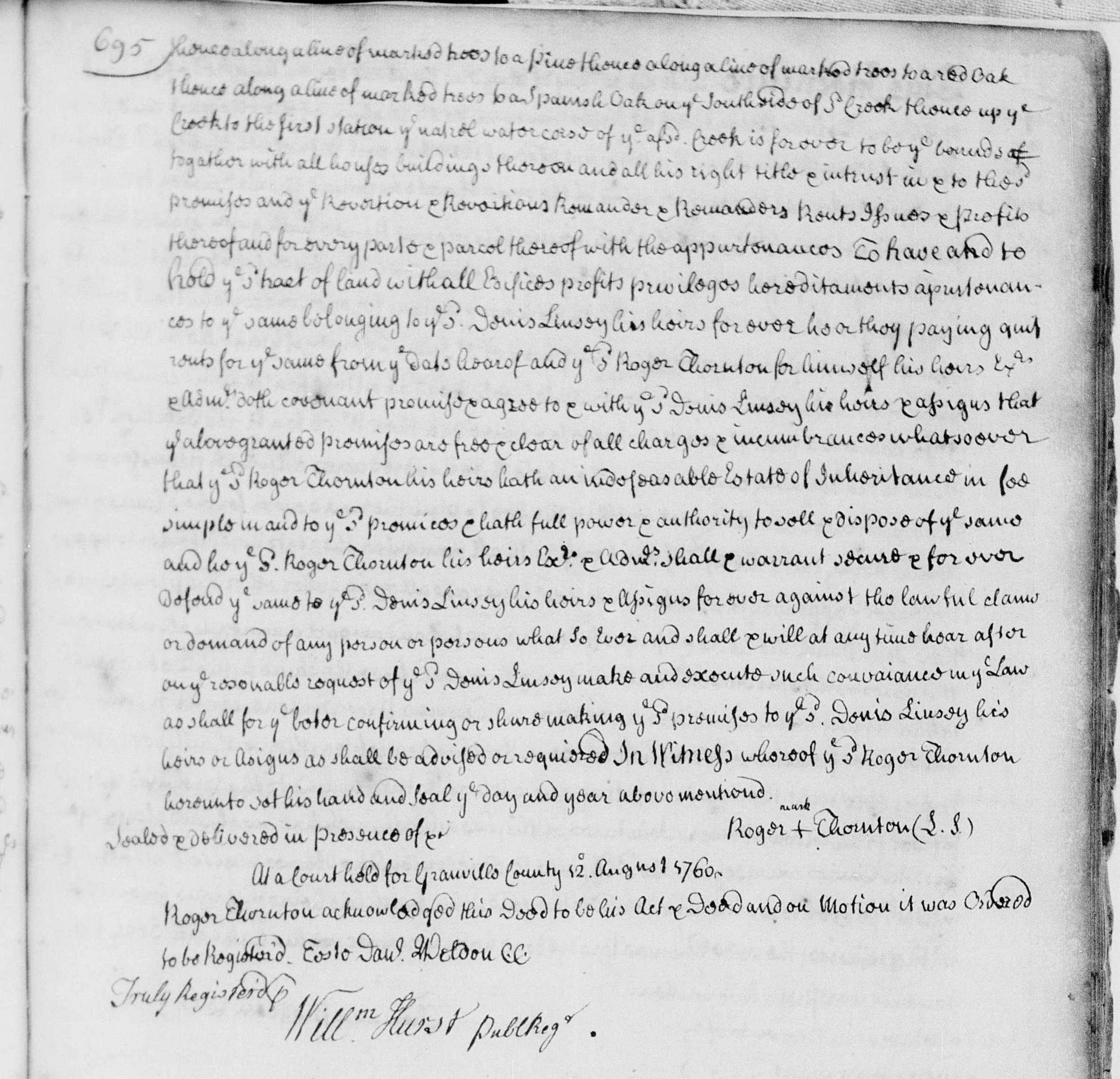 Thornton to Lindsey Granville 1760 DB C 695