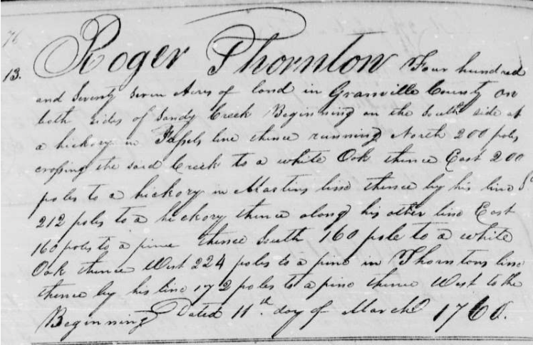 Granville Pat. Bk. 14, p. 78, grant 13, 1760