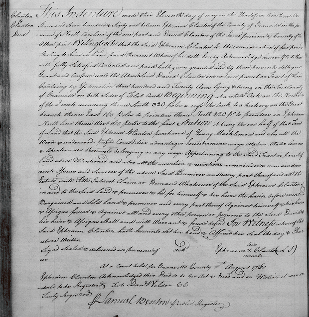 Clanton, Ephraim, Granville DB D, p. 315