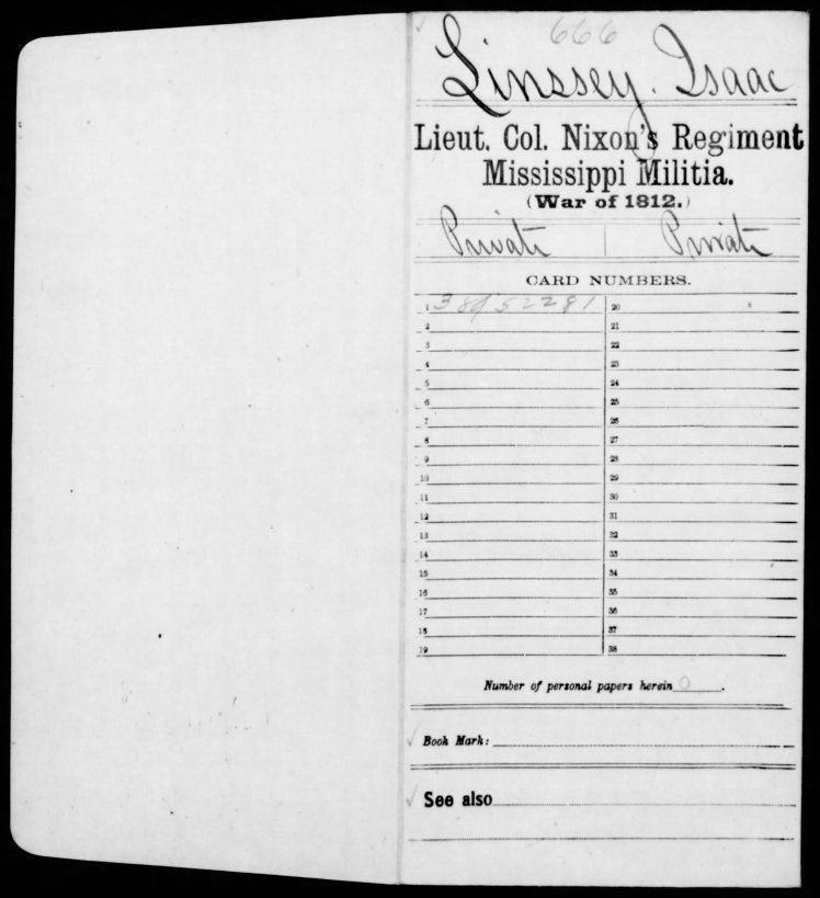 Lindsey, Isaac, War of 1812 (1)