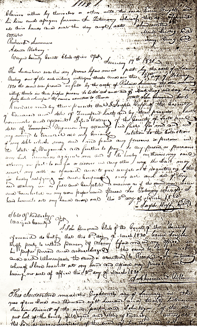 Lindsey, Mark and Mary to Evin Wright, Wayne Co. KY DB C, 119