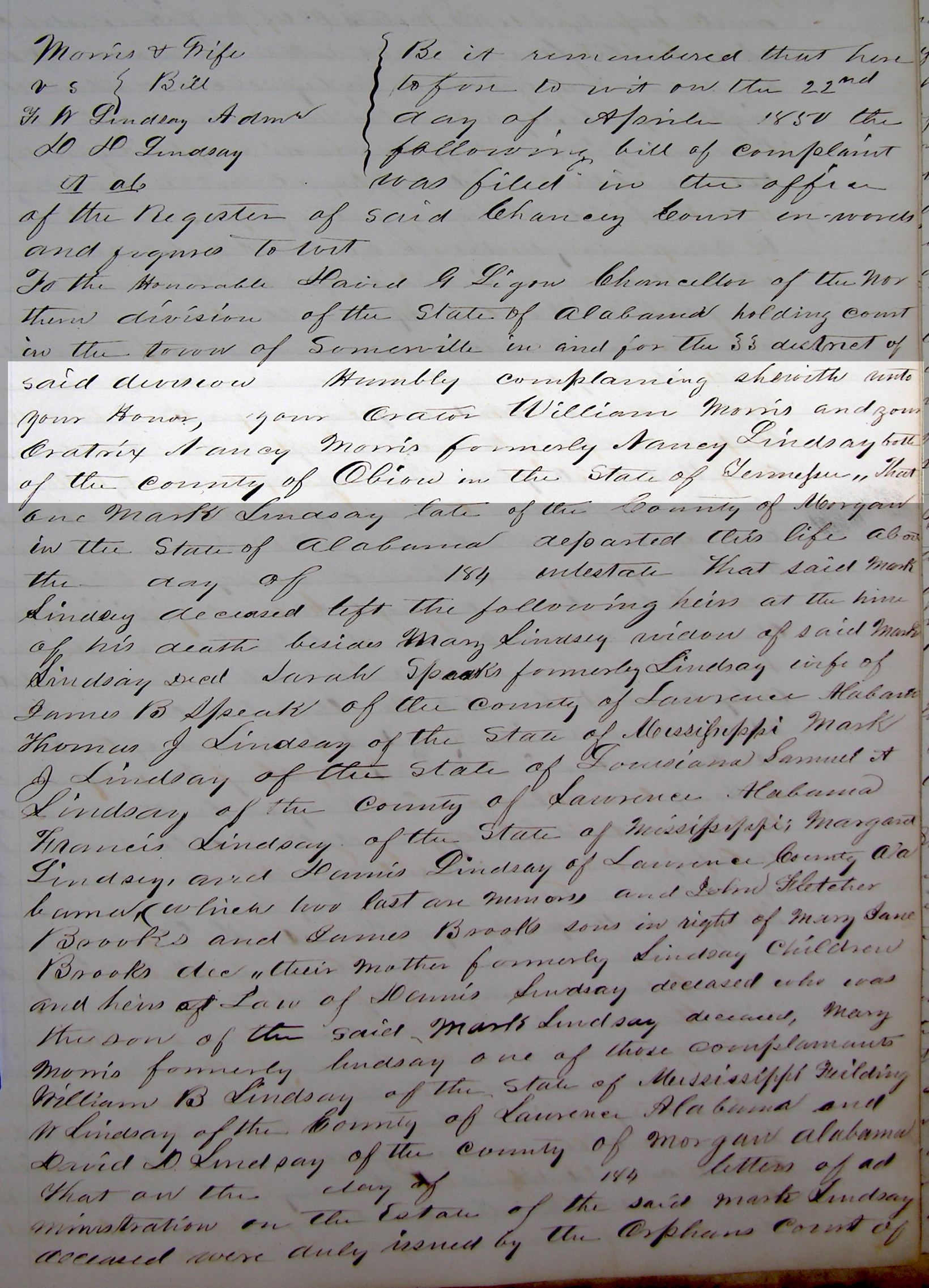 Lindsey, Mark, Morgan Co. Chancery Bk. 10, p. 530 copy