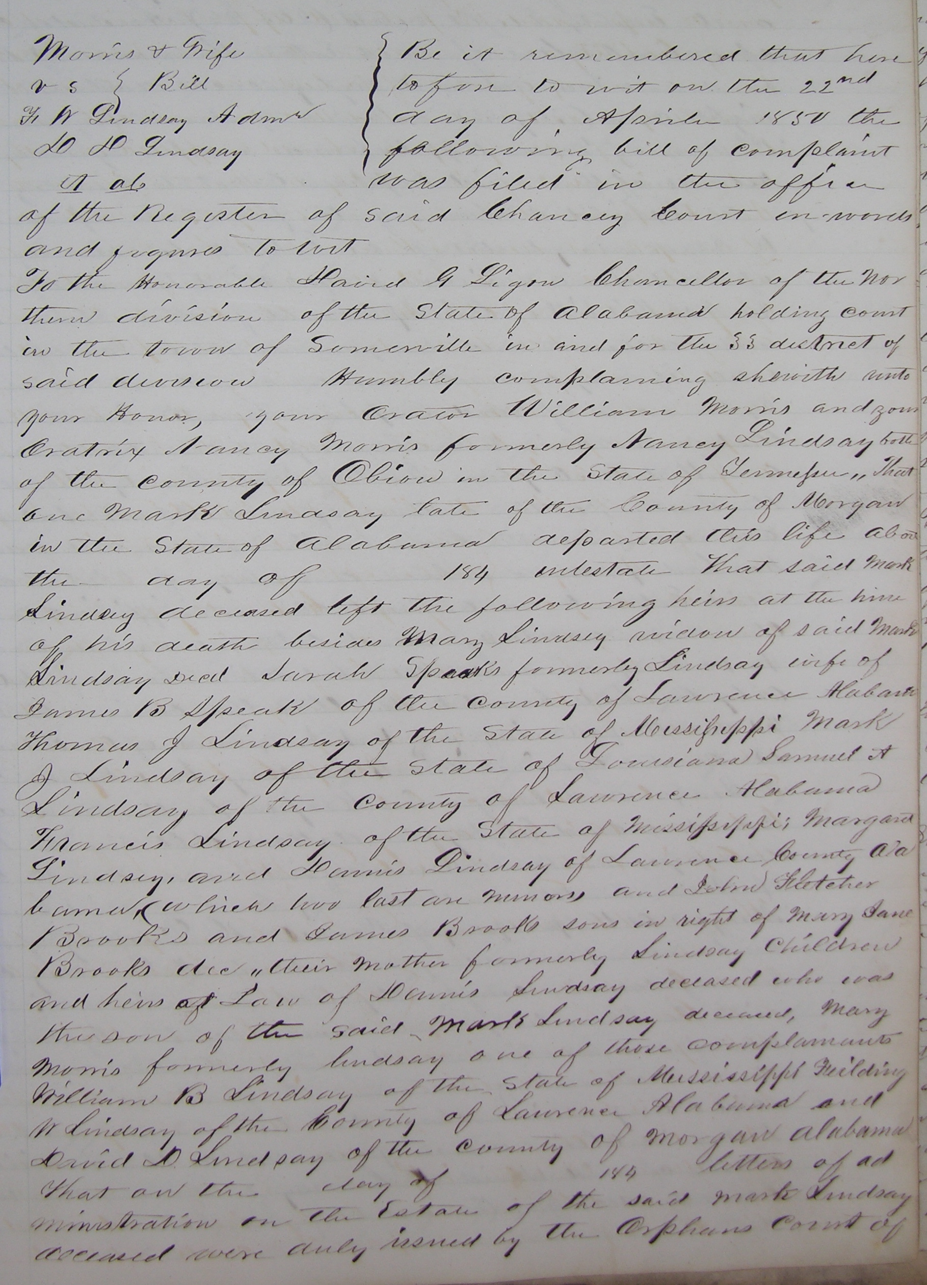 Morgan County, Alabama, Chancery Court Minutes, Bk. 1843-1855, p. 530