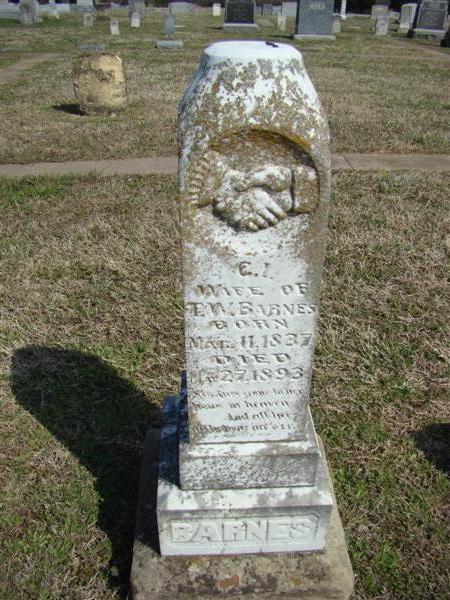 Tombstone of Clarissa Isabelle Morris Barnes, Mount Carmel Cem., Hunt Co., TX