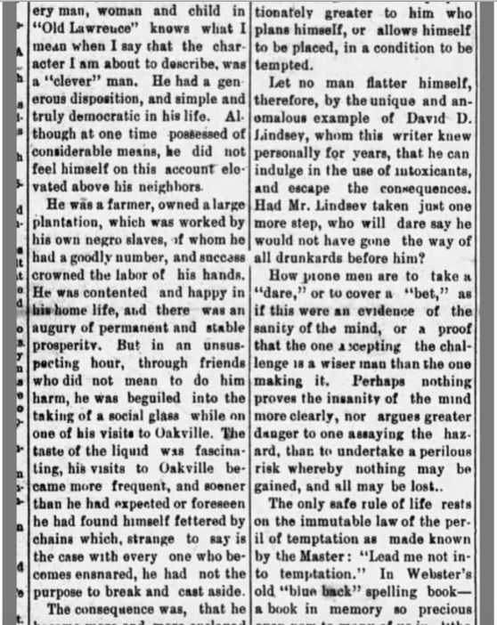 Lindsey, David Dinsmore, Moulton Advertiser, 22 Dec 1908, p. 1, col. 5-6 (2)