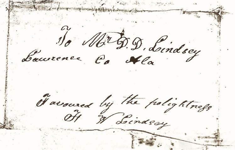 Lindsey, David Dinsmore, Wesley Huffaker Letter Exterior, Thomas Brooks Estate