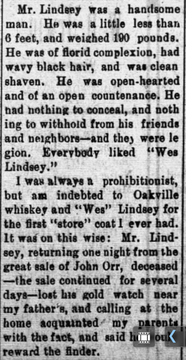 Lindsey, Fielding W., Barbee, Old Lawrence Reminiscent,Moulton Advertiser (20 April 1909), p. 1, col. 2-4 (3)