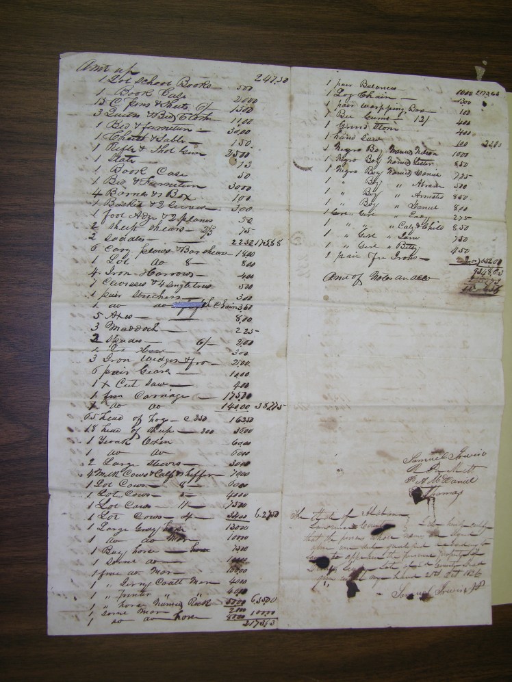 Dennis Lindsey Estate Inventory, from Jane Lindsey v. John W. Lindsey and James B. Speake (2)