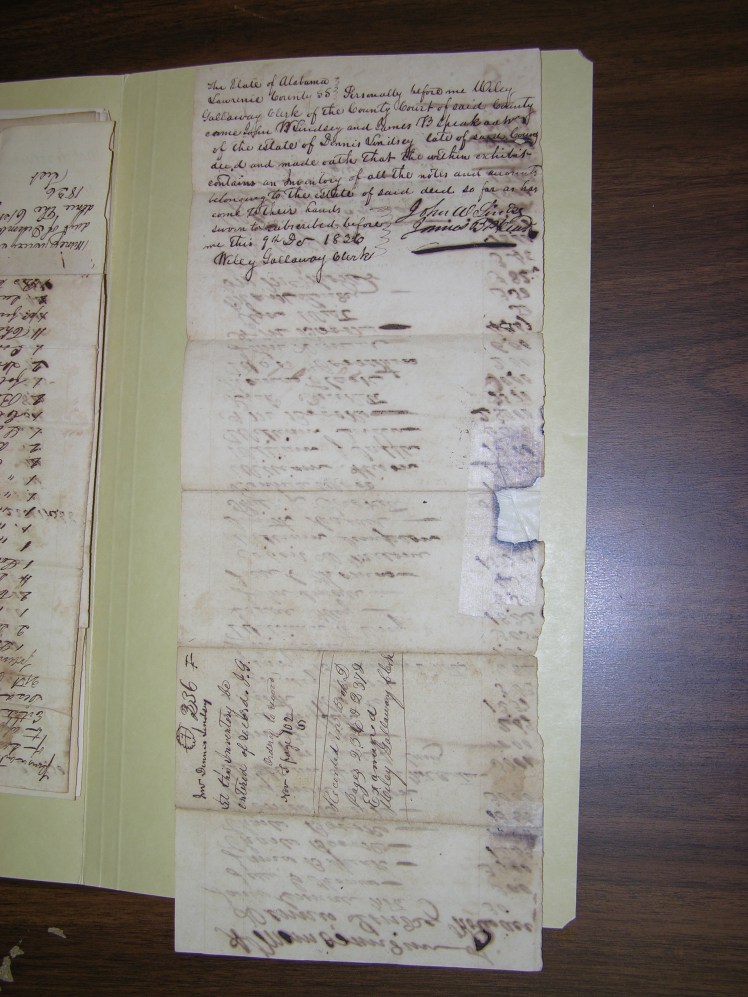 Dennis Lindsey Estate Inventory of Notes, from Jane Lindsey v. John W. Lindsey and James B. Speake (2)jpg