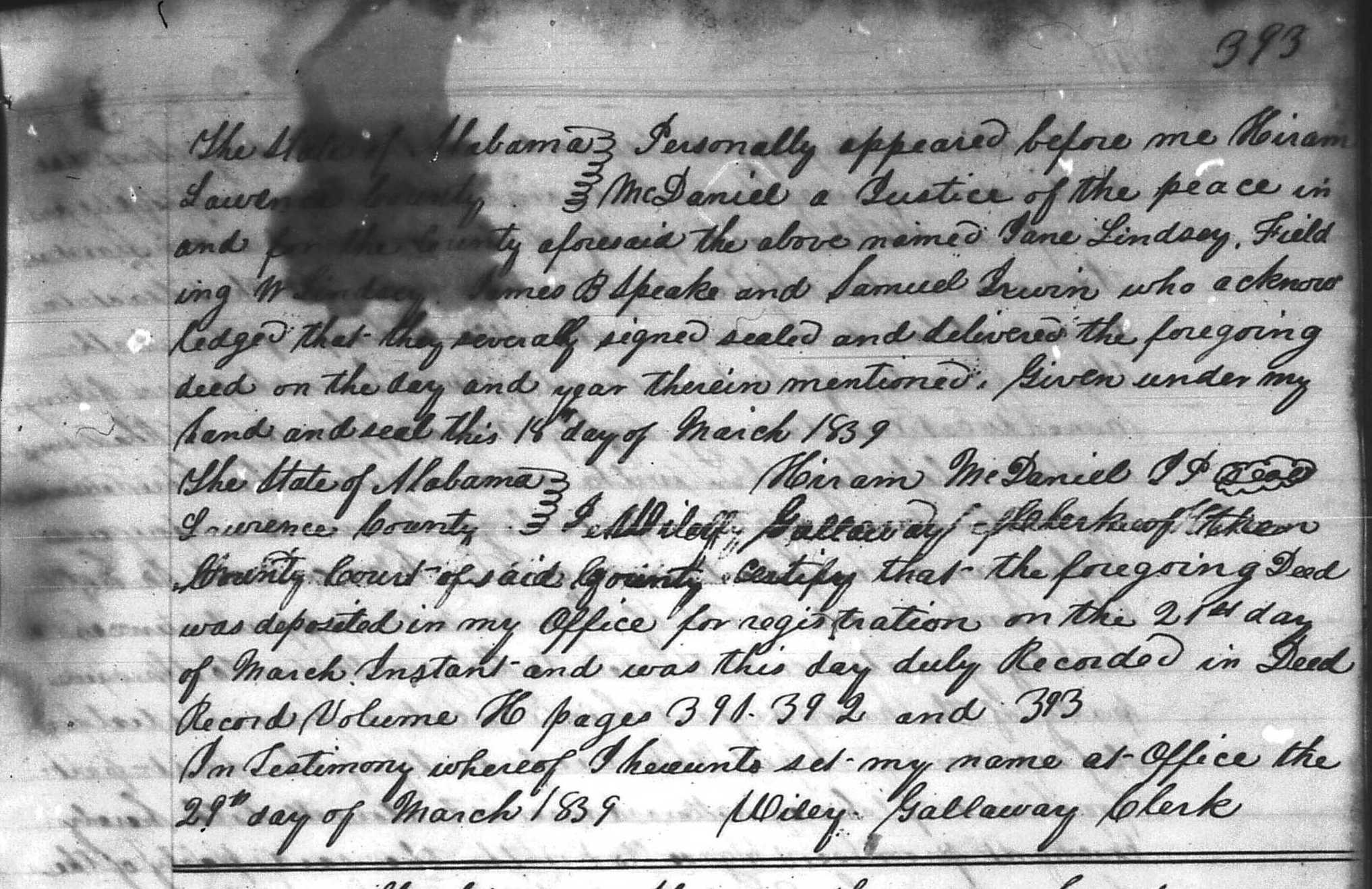 Lawrence DB H 393 Jane Lindsey et al 1839 copy