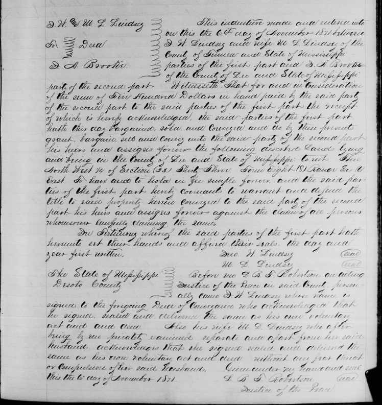 Lindsey, John W. and M.L. to J.A Brooke, Lee DB 8