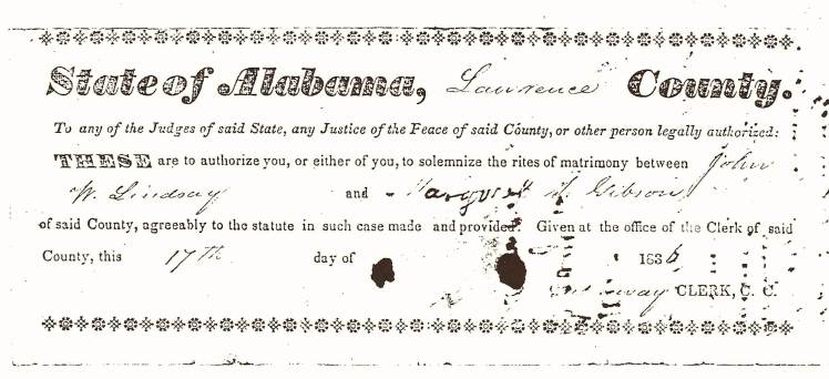 Lindsey, John W. Marriage License