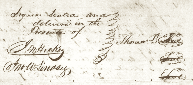 Lindsey, John W., Signature to Original Will of Thomas Brooks