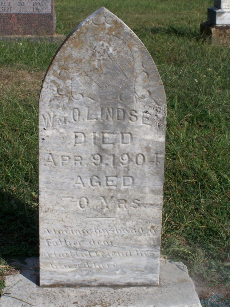 Lindsey, William Oscar tombstone, Hichita-Lackey Cem., McIntosh Co. OK